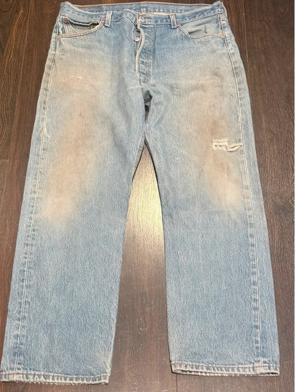 Levi’s 501 Original Fit Jeans Men’s 38x32 Button Fly Distressed Denim 1593